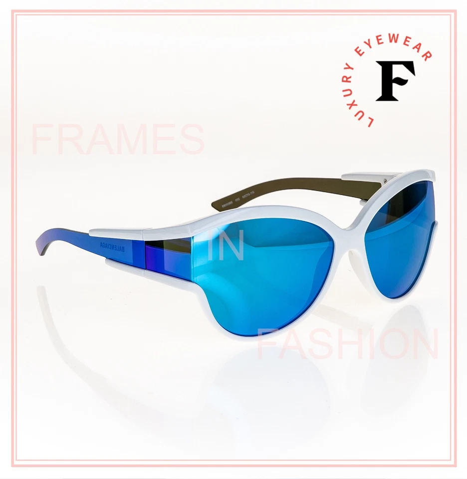 Gafas de sol BALENCIAGA UNLIMITED 0038 blancas azules envolventes espejadas de moda BB0038S Foto 4 de 4