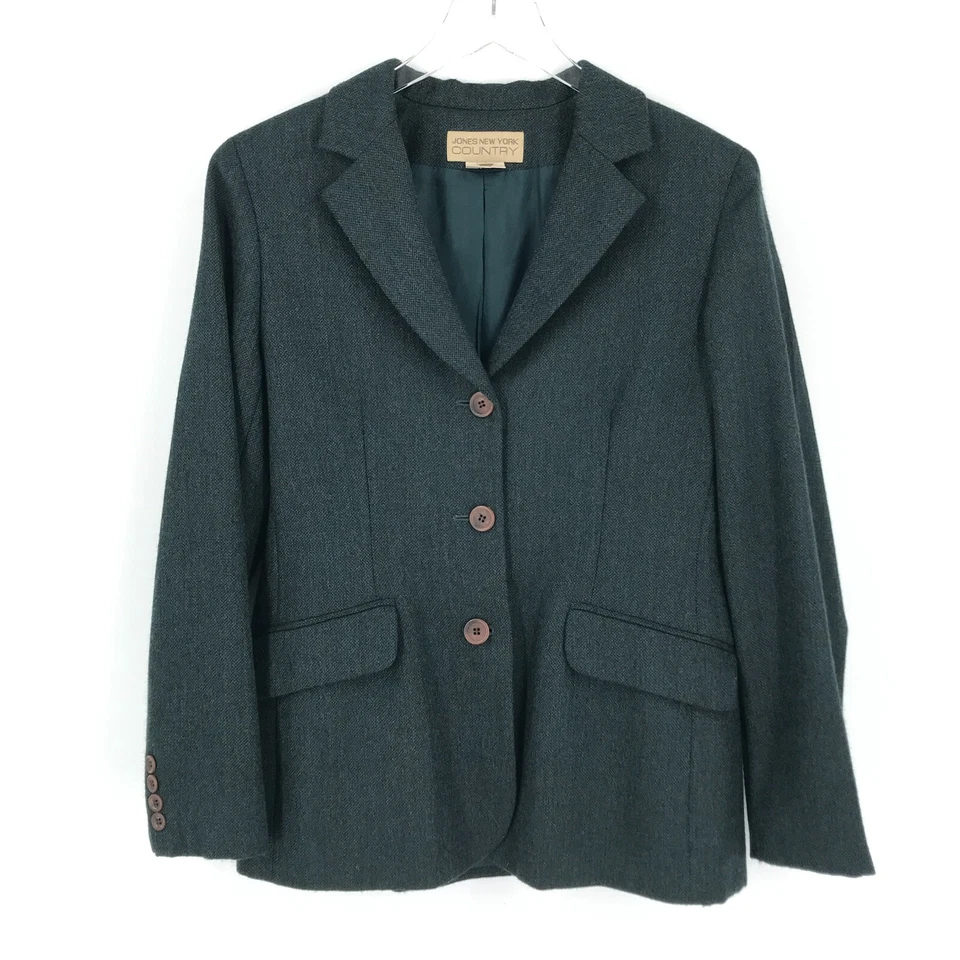 Jones New York Country Mujer Blazer Chaqueta Falda Traje Conjunto 8 Lana Verde Marca Lana Foto 3 de 4