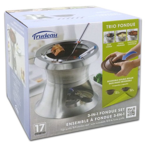 Trudeau Stainless Steel 17 Pc 3in1 Double Boiler Chaplin Fondue Set