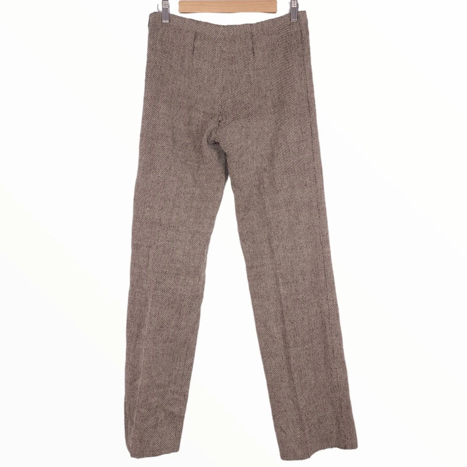 Pantaloni vintage in lana tweed Valentino cerniera laterale marrone donna taglia 8