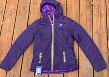 K-way Lily Thermo + Double Reversible Down Purple Alpine Ski Team Jacket S Nwt