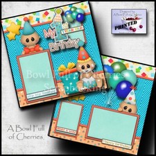 1ST BIRTHDAY baby boy 2 premade scrapbook pages paper printed layout CHERRY 0083