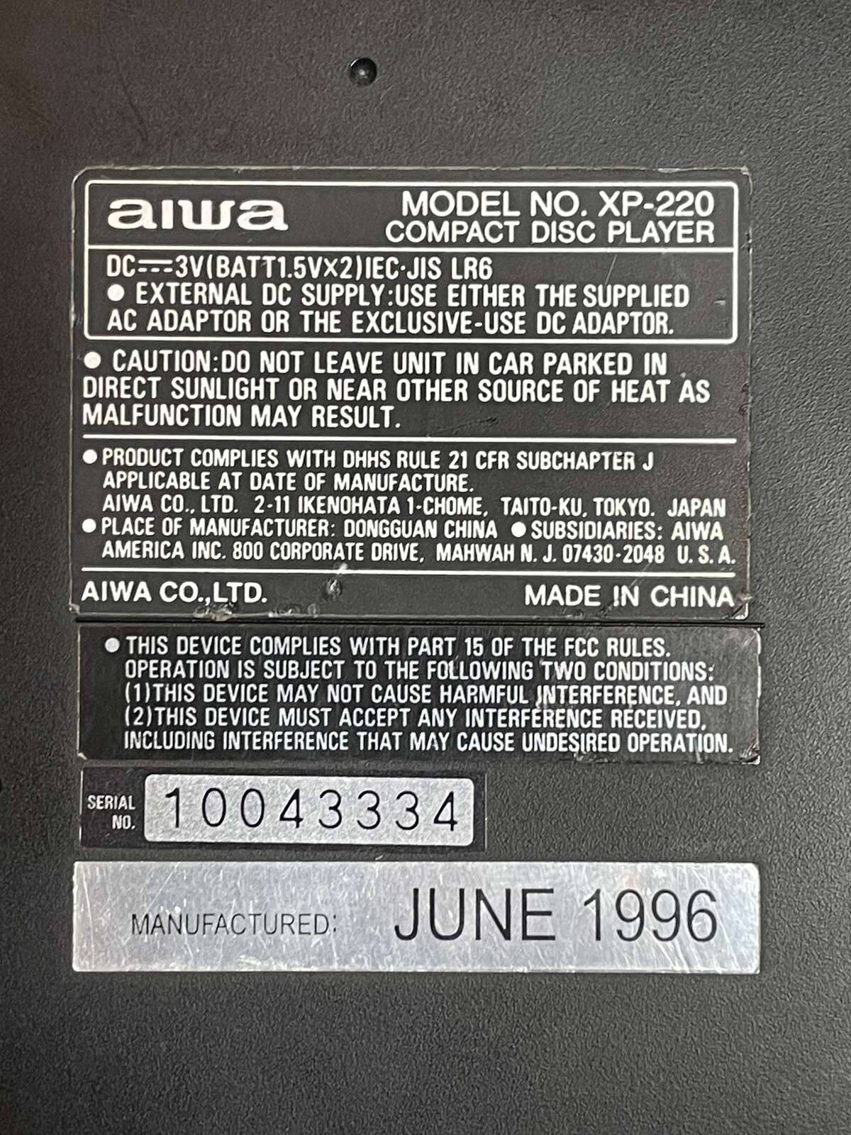 Aiwa XP220 Portable CD Player Stereo Discman eBay