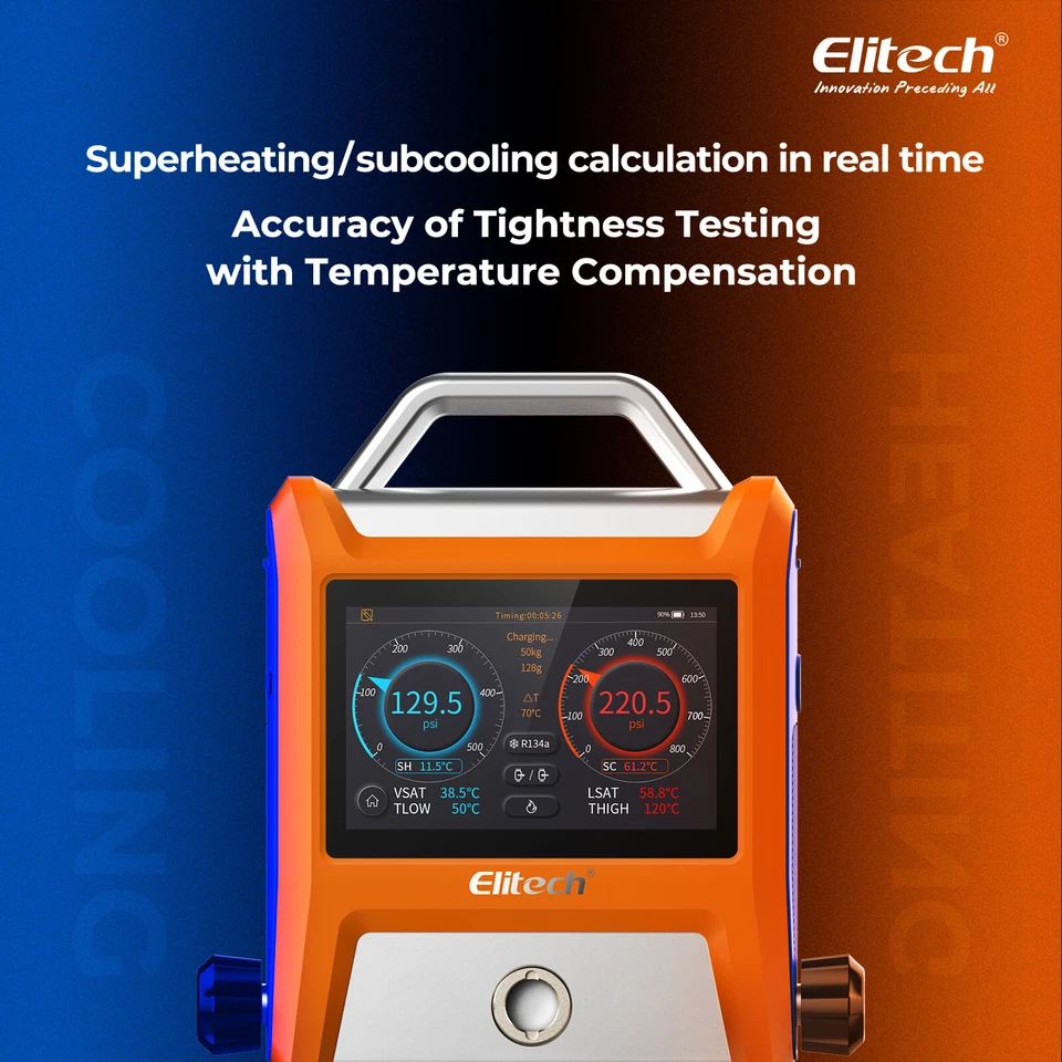 Elitech EMG-20V HVAC Digital Manifold Gauge w/ Vaccum Sensor App Connect w/Hoses - Image 4 of 4