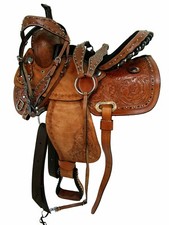 Western Barrel Racing Horse Saddle Premium Leather with tack set 10'' to 18' in