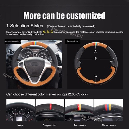 Anti Slip Brown Leather Hand Sewing Steering Wheel Cover For Porsche Cayenne - Picture 5 of 10