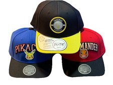 POK MON Logo Patch Adjustable SnapBack Hat Bioworld Lot Of 3