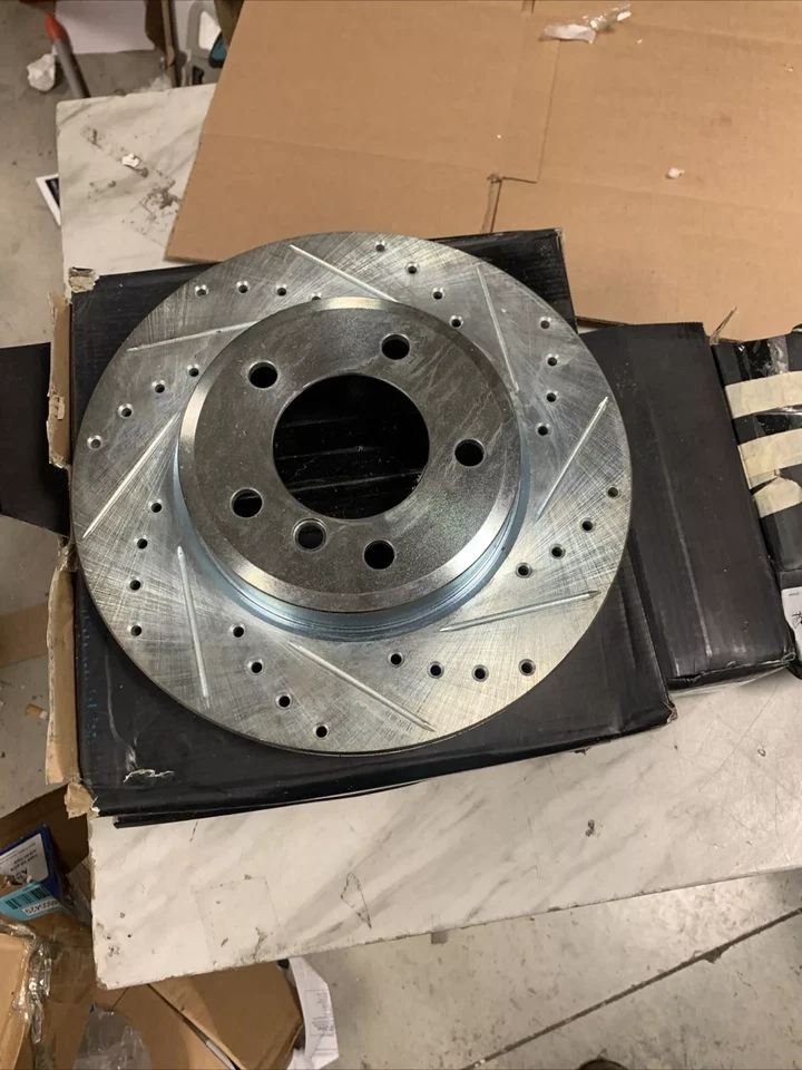 Juego de 4 rotores de freno de zinc plateado para BMW 325ci 325i 2001-2006 con pastillas E46 Foto 4 de 4