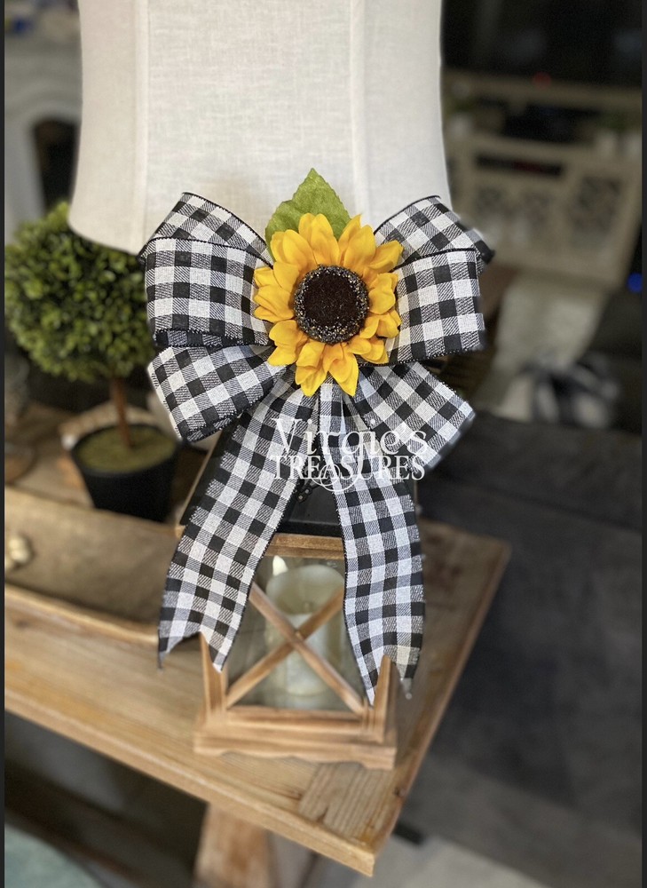 Fall bows for wreaths, lantern Bow, Fall wired Bow, Sunflower Bow