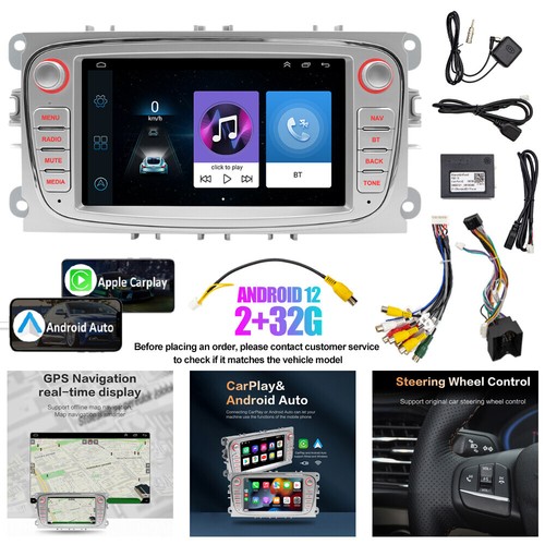 Autoradio Android 12 Carplay GPS Navi WIFI USB Für Ford Focus MK2 Mondeo C S Max - Picture 22 of 24