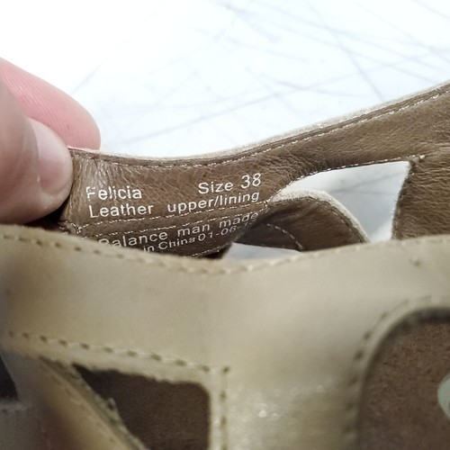 Dansko Beige Tan Leather Strap Sandals Wedges Heel Womens SZ 38 Shoes FELICIA - Picture 8 of 10
