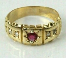 1.50Ct Lab Created Ruby Vintage Art Deco Engagement Ring 14K Yellow Gold Plated