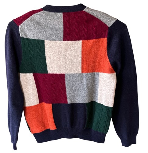 Brooks Brothers Cardigan Sweater Patchwork Panel 100% Shetland Wool Men’s Large - Picture 5 of 8