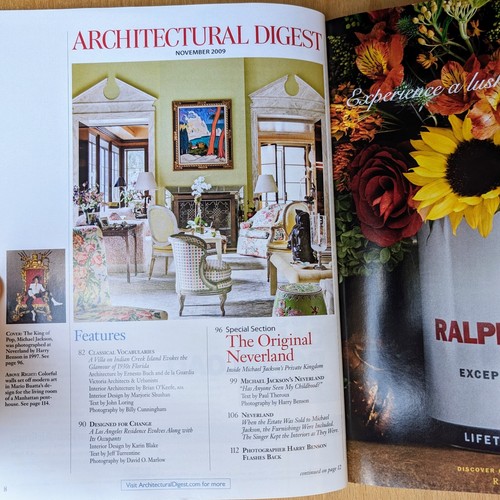 Architectural Digest November 2009 Michael Jackson MINT No Label - Foto 3 di 6