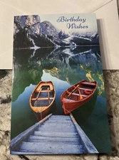 Birthday Wishes 🎂 Row Boats Lake Scene 5'x7.75" Stockwell Greeting Card