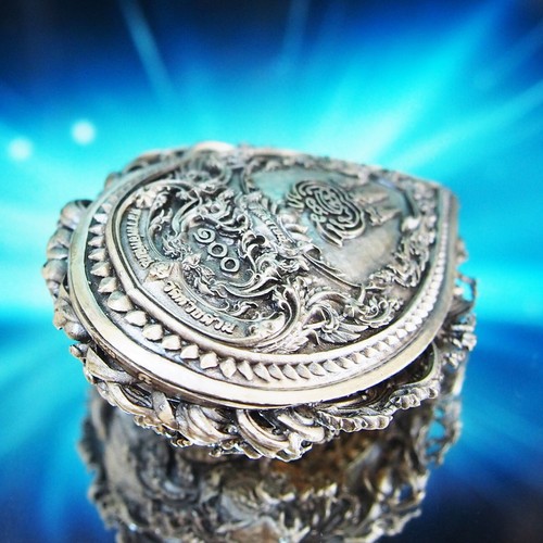 Thai Amulet Medallion Phra Sangkajjai Phat Real Silver Wat Huai DuanBE2565 No.33 - Picture 15 of 24