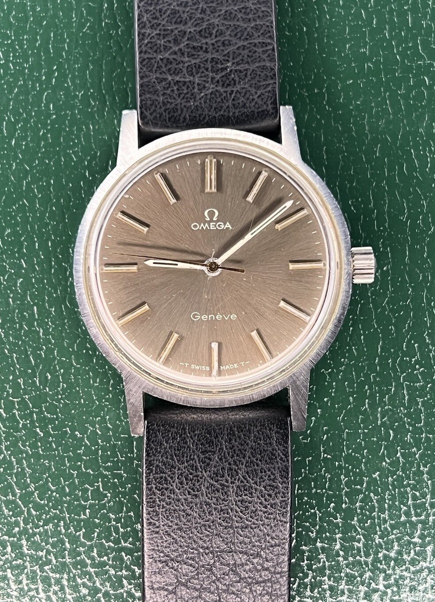 OMEGA GENEVE GREY SUNBURST CAL. 601 REF. 135.070 RARE DIAL With