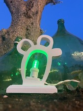 Luminaria Salentina d'arredo a forma di cactus. Lampada da tavolo Bianca 