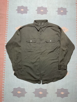 Vintage 50s 60s long sleeve work shirt twill distressed selvedge