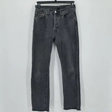 Levi's 501xx Crop Jeans Mens Size 28x29 Black Denim Straight Leg Frayed Hem Work