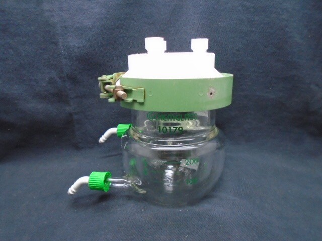 CHEMGLASS 200ML Glass Jacketed Reaction Vessel Body Lid GL14 And Clamp CG-1926