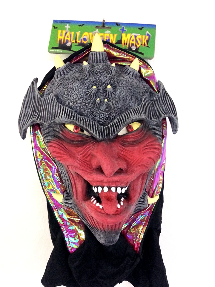 Terrifying Demon Death Halloween Costume Full Over Head Mask, For Adult, Red ... - Image 2 of 2