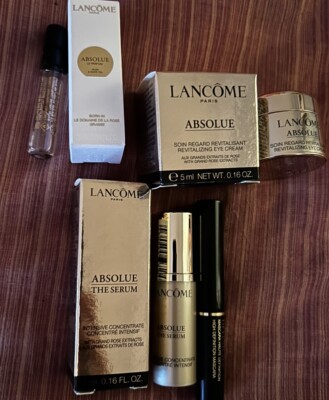 Lancome absolue eye cream & The Serum 0.16oz LE Parfum Vial &mini Definicils NEW