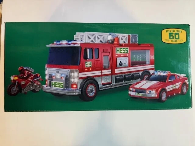 2024 HESS TOY TRUCK 60TH ANNIVERSARY FIRE TRUCK CAR & MOTORCYCLE