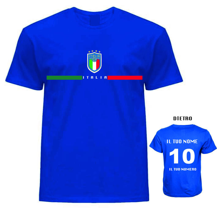 T-Shirt Donna Italia Con Nome E Numero Personalizzabile - 100% Cotone, Vestibilit&agrave; Classic