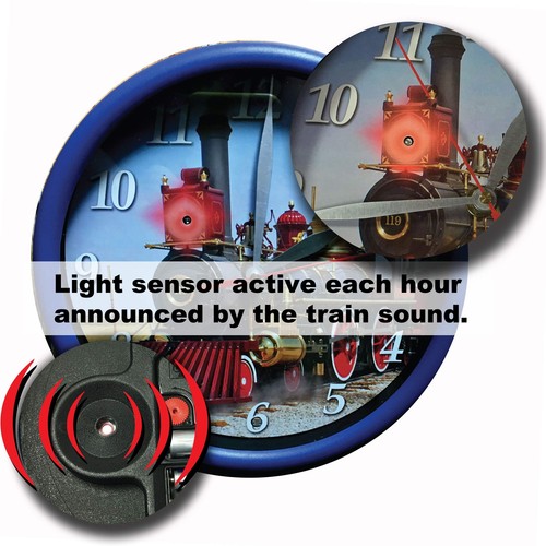 Train Graphic Printed Wall Clock with Train Sound and Light. Decorate Your Be... - Picture 2 of 4