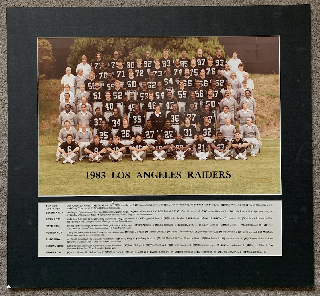Original 1983 Los Angeles Raiders Super Bowl Champions 13x20 Team