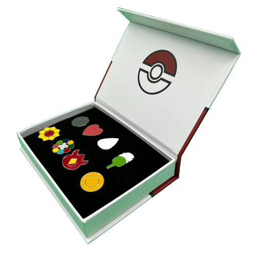 Pokemon Kanto Badges Pokemon Gym Badges Pin Set Enamel Gift Box - Brock Misty - Picture 3 of 7