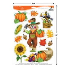 THANKSGIVING SCARECROW WINDOW CLINGS by Beistle Company 90808