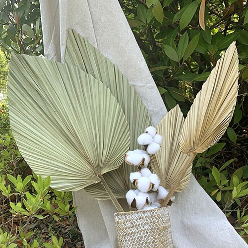 Dried Palm Fans Woven Fan Bridal Bouquet Handheld Cooling Fan - Picture 2 of 21