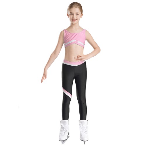 Kids Girls Outfits Yoga Top And Leggings Dance Vest Tracksuits Dancewear 2pcs - Picture 29 of 92