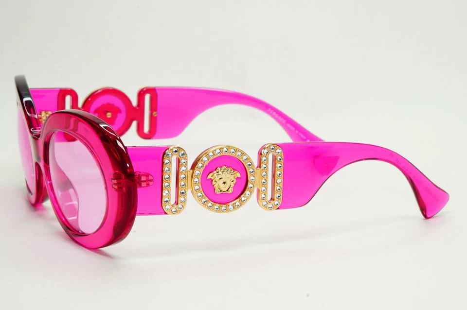 Versace Sunglasses Medusa Fuchsia Transparent Pink Large MOD VE 4426BU 5334/5 - Imagem 3 de 4