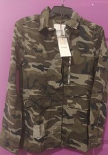 Pull & Bear Dark Green Camouflage Military Jacket - Large