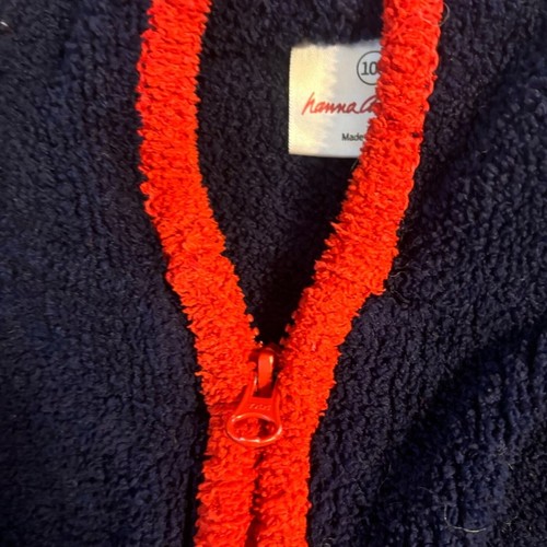 Hanna Andersson Fleece Zip Up Hoodie Navy Blue Red Striped size 100 - Picture 7 of 7