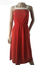 Women's Red Pleated Midi Dress Size 10