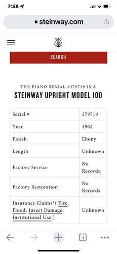 Steinway Model 100 Upright Piano (1962) - Picture 12 of 12