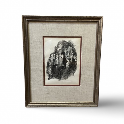 Orig John Wolcott Adams Pen Ink illustration Drawing Colonial Reading Parchment - Picture 3 of 10