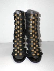 WOMAN'S BALMAIN BLACK & GOLD ROPE ZIP BACK HIGH HEEL SHOES SZ 39