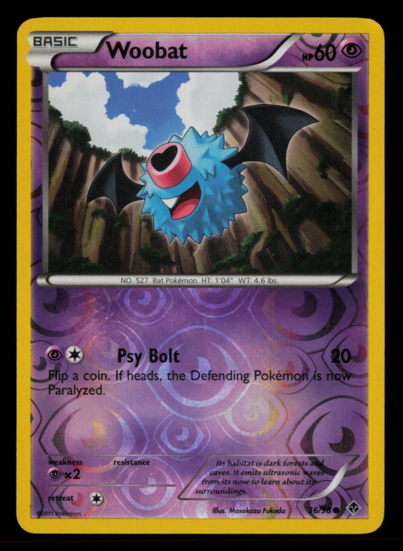 Woobat 36/98 Common Emerging Powers Pokemon Reverse Holo Near Mint