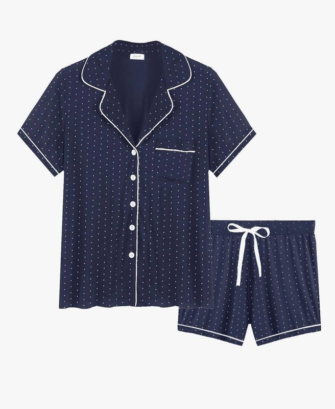 Joyaria blue/white polka dot short sleeve/shorts pajamas size Large