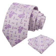 Mens 3.15inches Light Color Rustic Tie with Flower Printed 126-lilac