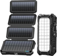 Solar Charger Power Bank PD 18W Fast Charging 20000mAh Battery Pack 4 Panels