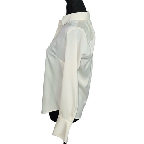 Banana Republic NEU MIT ETIKETT SEIDIGES KLASSISCHES DAMENHEMD IN SNOW DAY-GRÖSSE PETITE X-SMALL - Bild 8 von 10