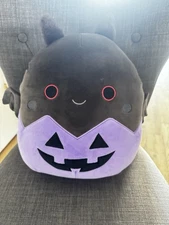 New Squishmallows 12" Perkin Black Mothman Purple Pumpkin Plush Toy Halloween