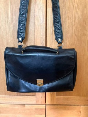 Gold Pfeil Vintage Aktentasche aus schwarzem Leder