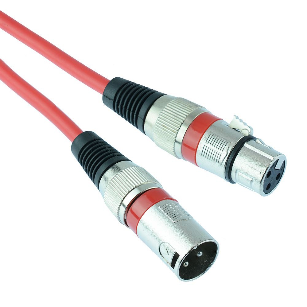 Red 25cm XLR Patch Lead Male to Female Microphone Mic Cable